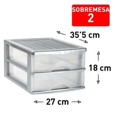 CAJONERA SOBREMESA 2 CAJONES PLATA