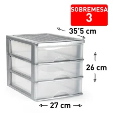 CAJONERA SOBREMESA 3 CAJONES PLATA