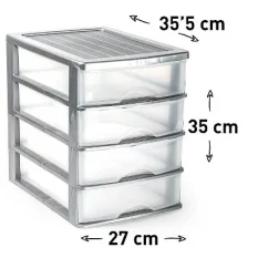 CAJONERA SOBREMESA 4 CAJONES PLATA