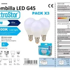 BOMBILLA BOLA G45 SET3 E14/6W 6500K LUZ DIA CAJA