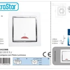 PULSADOR TIMBRE CROMADO C/LUZ EMPOTRABLEMATE CJ120