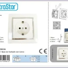 BASE ENCHUFE T/T CROMADO EMPOTRABLE BRILLO CJ120