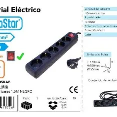 ALARGADOR 5 BASE C/INTER 3G1.0MM 1.5MTS NEGRO CJ40