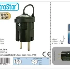 ENCHUFE REDONDO 16A/250~ NEGRO CJ192