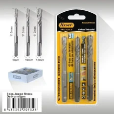 3PCS JUEGO BROCA DE HORMIGON 39/10/12mm