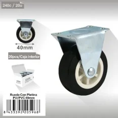 RUEDA CON PLETINA PU/PVC40MM