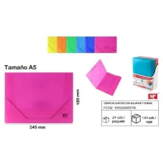 CARPETA CON SOLAPA Y GOMA A5 FLUORESCENTE