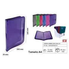 CARPETA CREMALLERA 4 ANILLAS A4