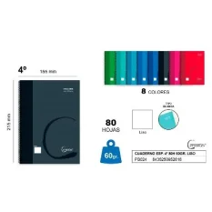 CUADERNO ESPIRAL 4?80 HOJAS 60 g/m?LISO