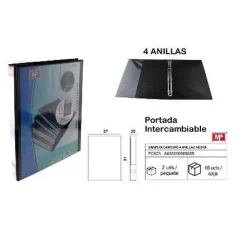 CARPETA CANGURO 4 ANILLAS NEGRO 25 mm