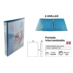CARPETA CANGURO 4 ANILLAS AZUL CLARO 25MM