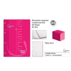 RECAMBIO A4 90 g/m?80 HOJAS 4 TALADROS