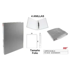 CARPETA FOLIO 4 ANILLAS GRIS