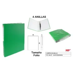 CARPETA FOLIO 4 ANILLAS VERDE