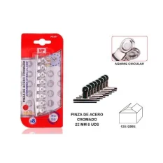PINZA DE ACERO CROMADO 22 mm 8 Uds.