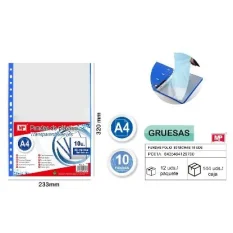 FUNDAS FOLIO 80 MICRAS A4 10U AZUL