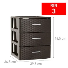 CAJONERA RIN RATTAN 3 CAJONES WENGUE