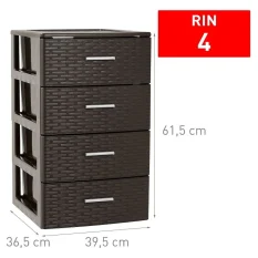 CAJONERA RIN RATTAN 4 CAJONES WENGUE