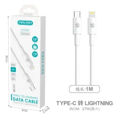 SJ-3100C CABLE BLANCO TIPO-C A LIGHTNING TPE+ABS 27W 1M