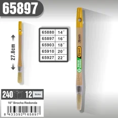 BROCHA REDONDA 16" (MANGO DE MADERA, CERDAS)
