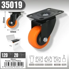 RUEDA CON PLETINA 25040ZOPVC40MM (NARANJA)