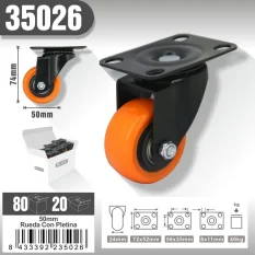 RUEDA CON PLETINA 25050ZOPVC50MM (NARANJA)