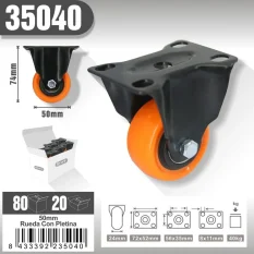 RUEDA FIJA CON PLETINA 25050ZOFPVC50MM (NARANJA)
