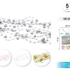 CUENTAS DE PERLAS DECORACIÓN 135 CM (5 UDS) COLOR SURTIDO