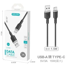 SJ-2152 CABLE DE DATOS TIPO-C PVC 3A 1.5M NEGRO