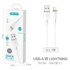 SJ-3108 CABLE DE DATOS LIGHTNING PVC 3A 1M BLANCO