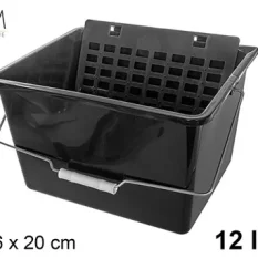 CUBO PLÁSTICO PINTURA NEGRO CON REJILLA 12 L